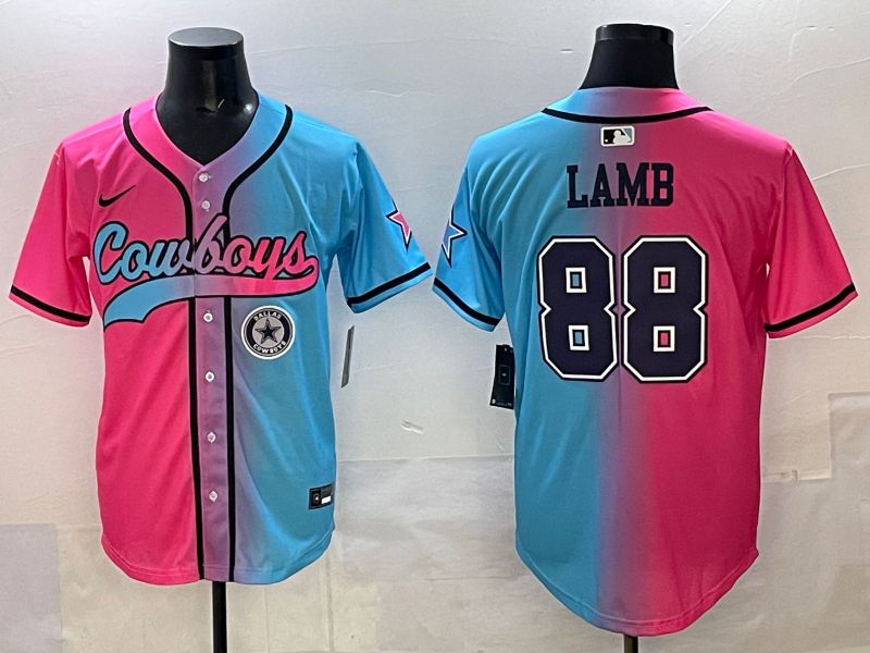 Men 2025 Dallas Cowboys #88 Lamb Blue pink Nike Limited NFL Jersey style 008->nfl hats->Sports Caps